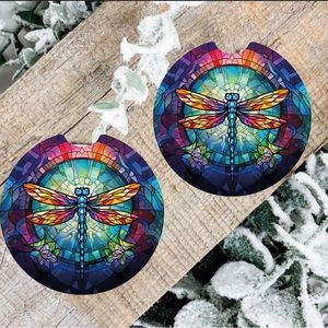 Handmade Dragonfly Car Coasters | New Set Of Two Dragonfly Car Coasters